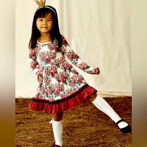Size 4,6 MATILDA JANE KENSLEY GIRLS FLORAL and DOT PRINT DRESS